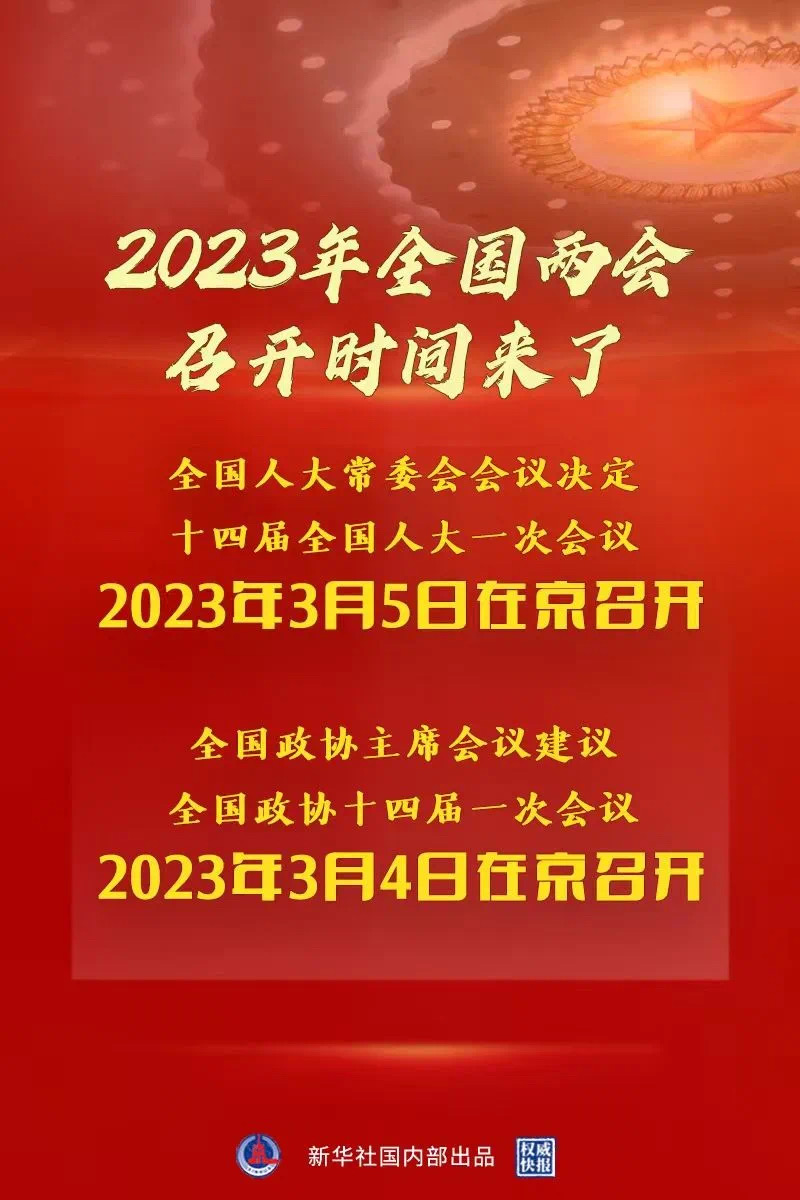 2023年全国两会召开时间公布