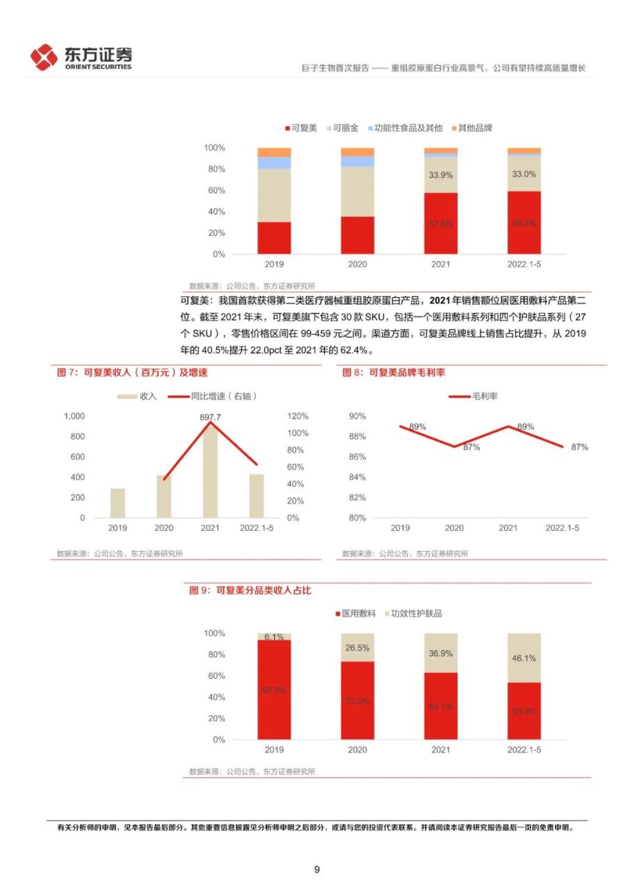 重组胶原蛋白行业高景气，公司有望持续高质量增长