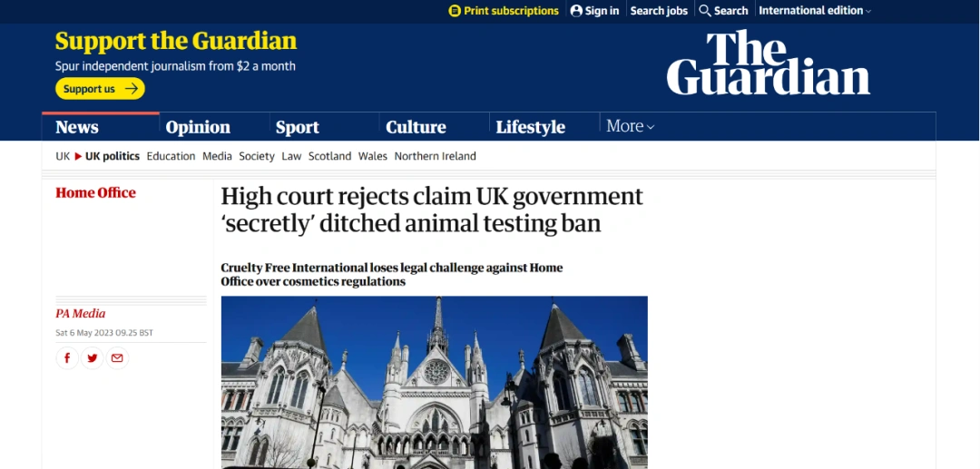 因撤销动物实验禁令，英政府遭美妆巨头联合施压
