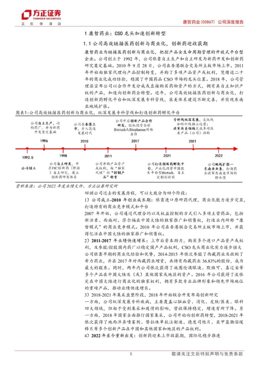 专题 | 康哲药业：《医药创新与商业化结合，创新药及皮肤医美渐入收获期》