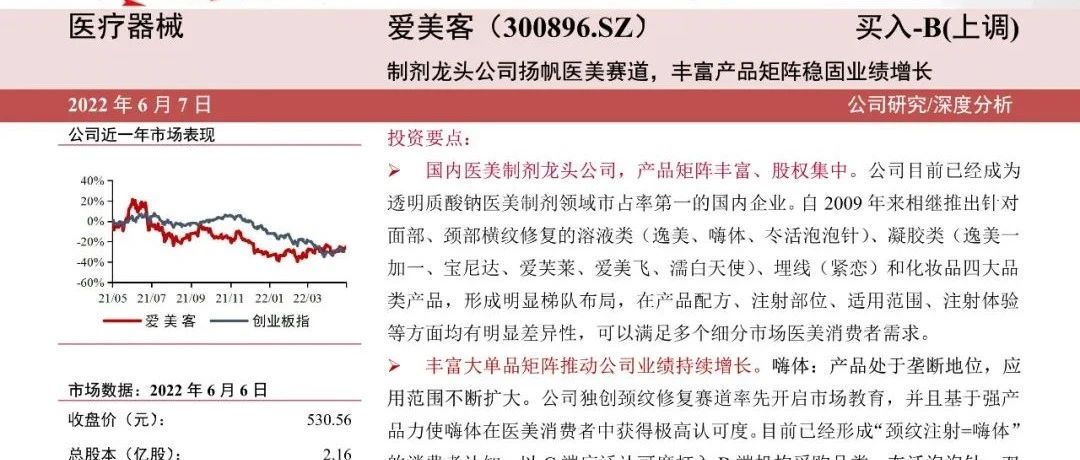 专题 | 爱美客：《制剂龙头公司扬帆医美赛道，丰富产品矩阵稳固业绩增长》