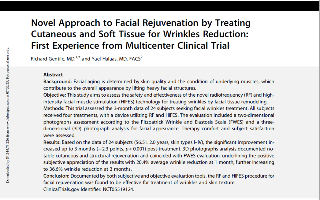 【文献分享】同时治疗皮肤和软组织以减少皱纹、恢复面部活力的新方法