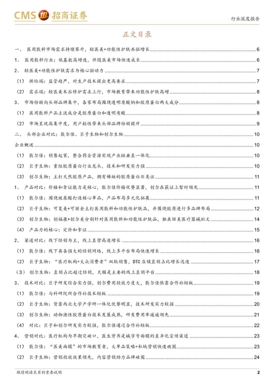 专题 | 医美报告：《医用敷料行业对比，敷尔佳、巨子生物和创尔生物》